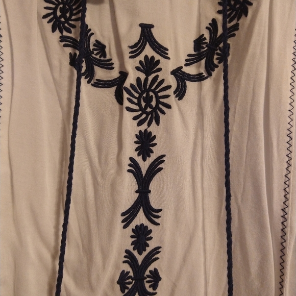 Chelsea and Theodore Sheer White Bohemian Tunic Dress Large - Picture 8 of 16